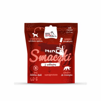 Syta Micha Mini smaczki z wołowiną 60 g - małe, miękkie przysmaki treningowe dla psów 1