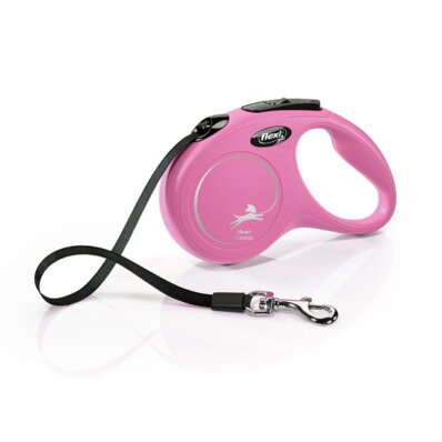 Flexi - smycz automatyczna NEW CLASSIC taśma S, 5m różowa 1