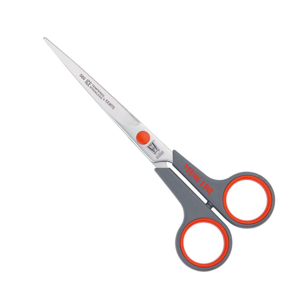 KR Witte Young Line 6" - nożyczki fryzjerskie proste z plastikową rączką i kolorowymi ringami