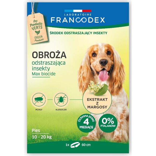 Francodex - obroża odstraszająca insekty dla średnich psów, od 10 do 20 kg