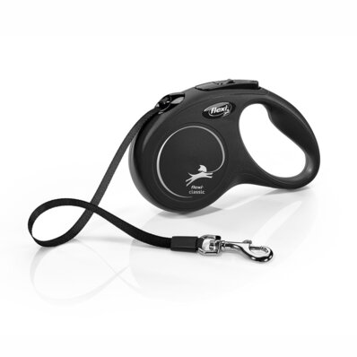 Flexi - smycz automatyczna NEW CLASSIC taśma S, 5m czarna