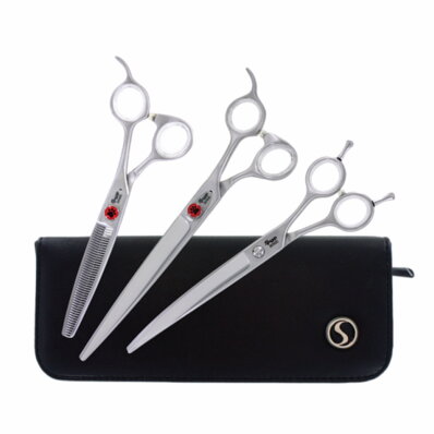 Sensei Pup Trio Set 8" - zestaw profesjonalnych nożyczek i degażówek z japońskiej stali, 3 sztuki 1