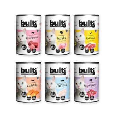 Bulti - zestaw puszek mix 6x400g - karma mokra dla kota 1