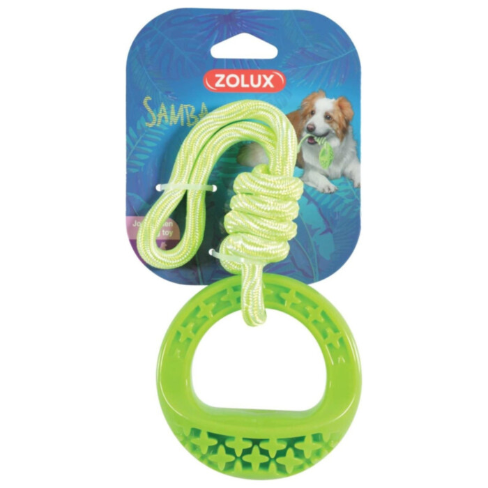 Zolux - zabawka TRP SAMBA okrągła ze sznurem zielona 26 cm Zolux - zabawka TRP SAMBA okrągła ze sznurem zielona 26 cm
