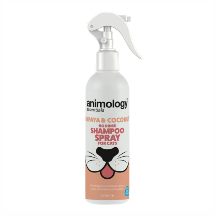 Animology Essentials Papaya & Coconut No Rinse Shampoo Spray 250 ml - szampon w sprayu bez spłukiwania dla kota Animology Essentials Papaya & Coconut No Rinse Shampoo Spray 250 ml - szampon w sprayu bez spłukiwania dla kota