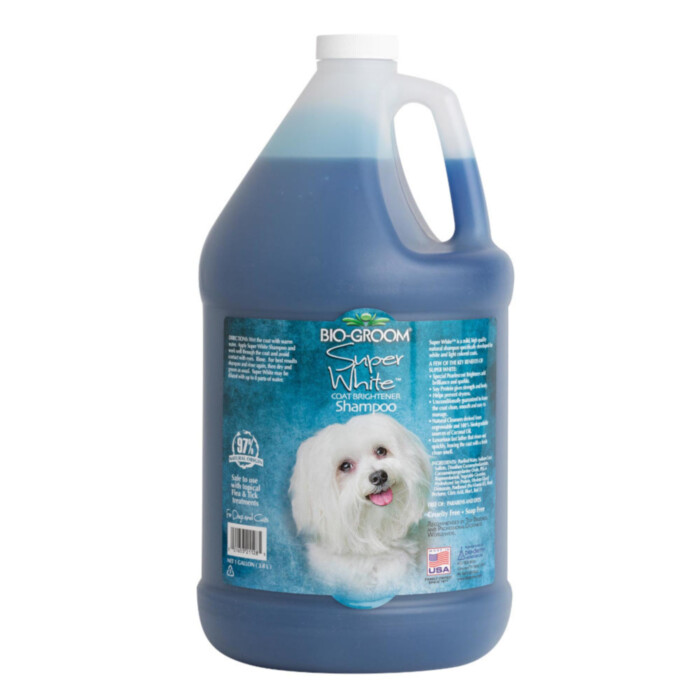 Bio-Groom Super White Shampoo 3,8 L - szampon rozjaśniający do jasnej i białej sierści Bio-Groom Super White Shampoo 3,8 L - szampon rozjaśniający do jasnej i białej sierści