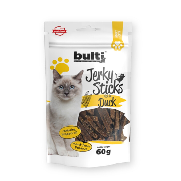 Bulti Jerky Sticks Duck 60 g - przysmak z kaczką dla kota Bulti Jerky Sticks Duck 60 g - przysmak z kaczką dla kota
