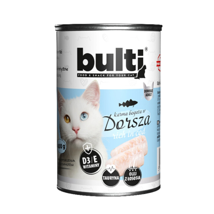 Bulti - karma mokra dla kota bogata w dorsza - puszka 400 g Bulti - karma mokra dla kota bogata w dorsza - puszka 400 g