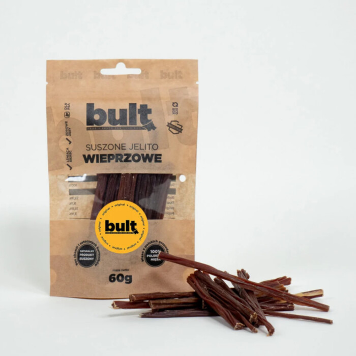 Bult EKO - Jelito Wieprzowe 60 g - suszony przysmak w ekologicznym opakowaniu dla psa Bult EKO - Jelito Wieprzowe 60 g - suszony przysmak w ekologicznym opakowaniu dla psa
