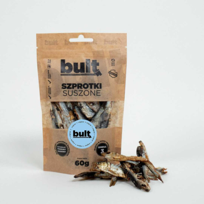 Bult EKO - Szprotki 60 g - suszony przysmak w ekologicznym opakowaniu dla psa Bult EKO - Szprotki 60 g - suszony przysmak w ekologicznym opakowaniu dla psa