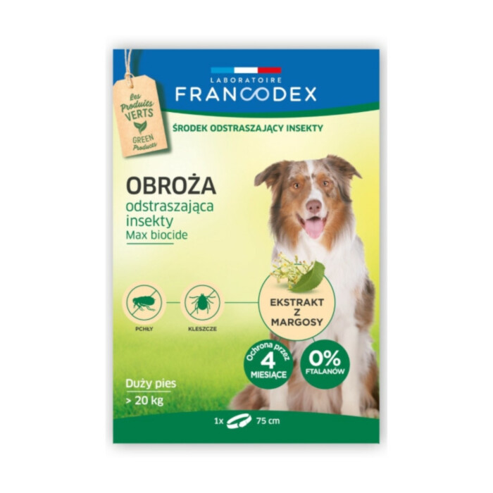 Francodex - obroża odstraszająca insekty dla dużych psów powyżej 20 kg Francodex - obroża odstraszająca insekty dla dużych psów powyżej 20 kg