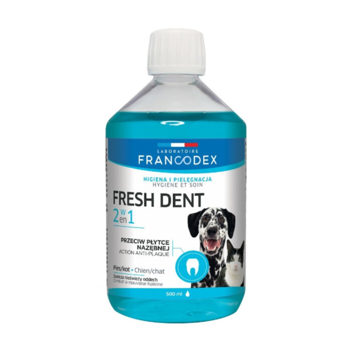 Francodex Fresh Dent płyn do higieny jamy ustnej dla psów i kotów 500 ml