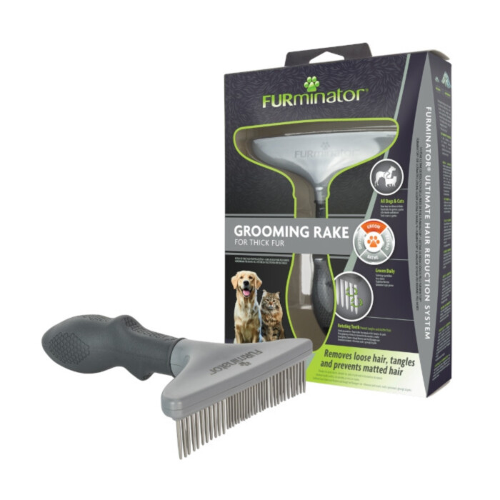FURminator Grooming Rake - szeroki grzebień, zgrzebło z obrotowymi zębami FURminator Grooming Rake - szeroki grzebień, zgrzebło z obrotowymi zębami