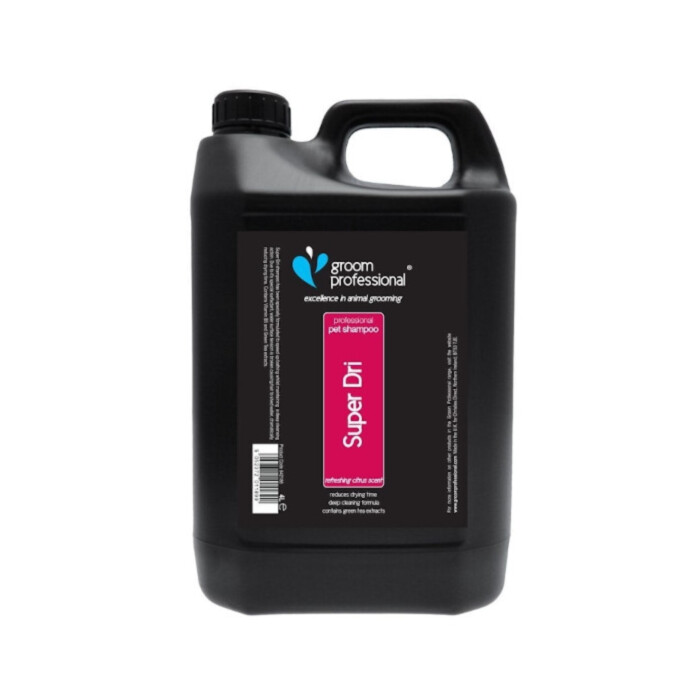 Groom Professional Super Dri Shampoo 4 l - szampon głęboko oczyszczający, skracający czas suszenia, do każdej sierści Groom Professional Super Dri Shampoo 4 l - szampon głęboko oczyszczający, skracający czas suszenia, do każdej sierści