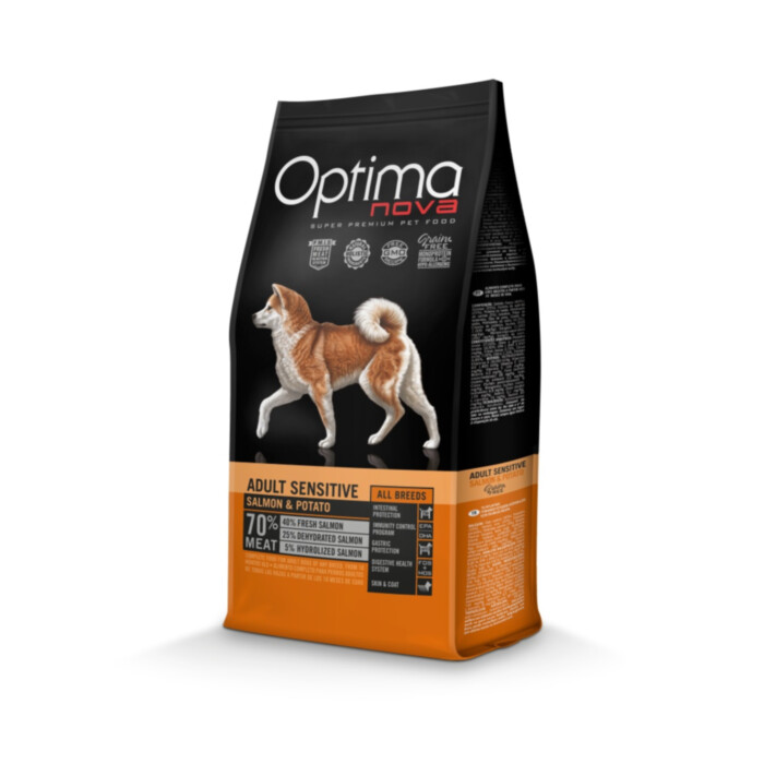 Próbka Optimanova Adult Sensitive Salmon & Potato 100 g - karma bezglutenowa dla wrażliwych dorosłych psów średnich ras Próbka Optimanova Adult Sensitive Salmon & Potato 100 g - karma bezglutenowa dla wrażliwych dorosłych psów średnich ras