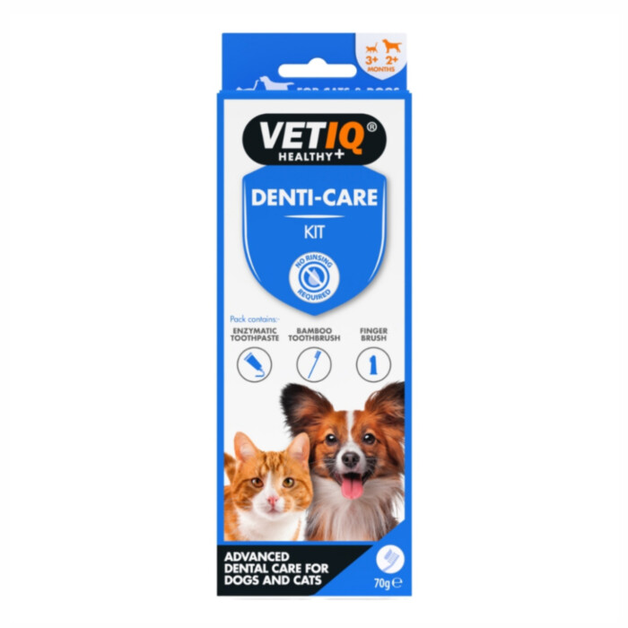 VetIQ Denti-Care Kit - enzymatyczna pasta do zębów dla psów i kotów + 2 szczoteczki VetIQ Denti-Care Kit - enzymatyczna pasta do zębów dla psów i kotów + 2 szczoteczki