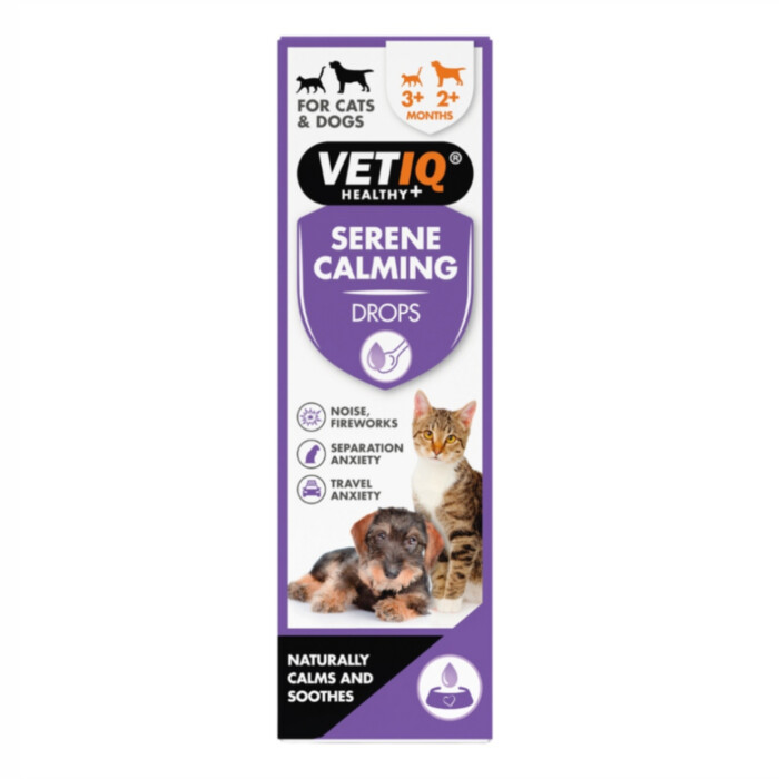 VetIQ Serene Claming Drops 100 ml - krople uspokajające dla psów i kotów