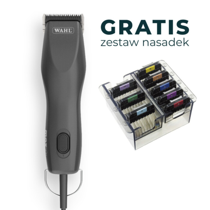 Wahl Max50+ Corded Clipper - dwubiegowa maszynka z silnikiem bezszczotkowym, ostrzem nr 10 gratis zestaw 8 nasadek w kasetce