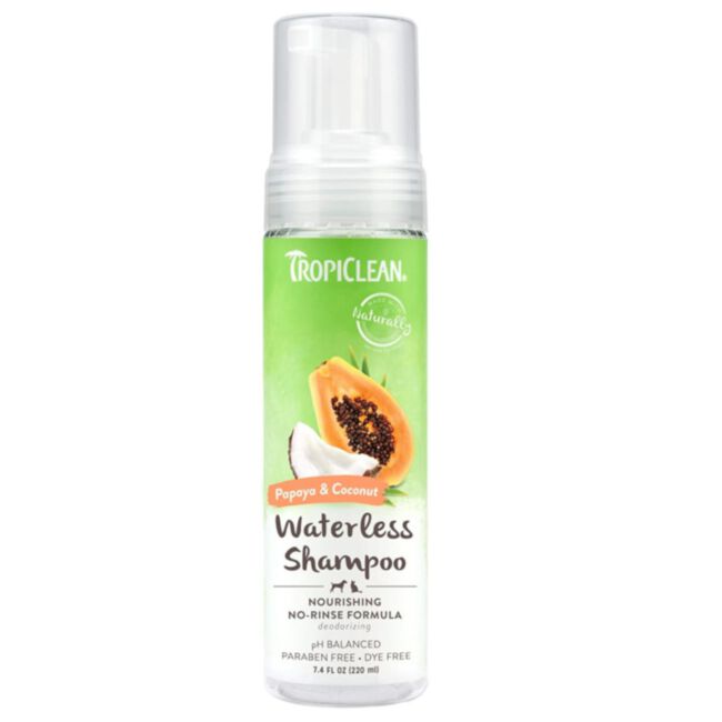 TropiClean Papaya & Coconut Waterless Shampoo 220 ml - suchy szampon w piance dla psów i kotów