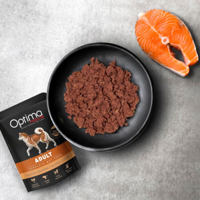 Optimanova Adult Salmon 300 g - mokra karma dla dorosłych psów z łososiem w saszetce