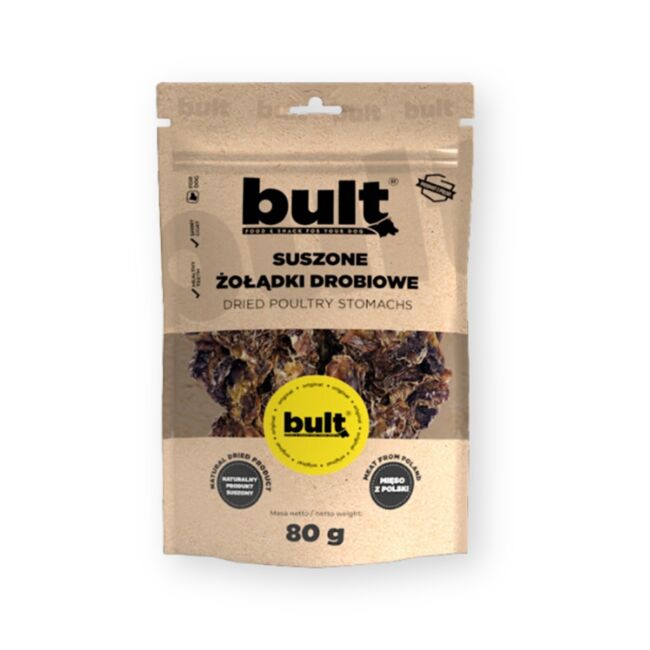 Bult - Suszone żołądki drobiowe 80 g - suszony przysmak z drobiu dla psa