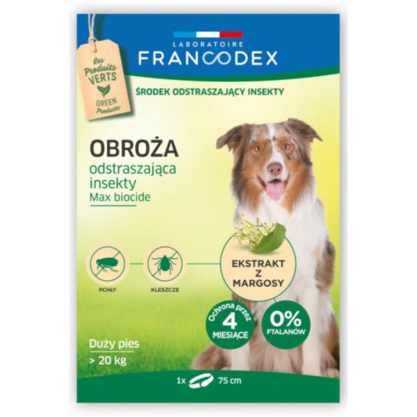 Francodex - obroża odstraszająca insekty dla dużych psów powyżej 20 kg