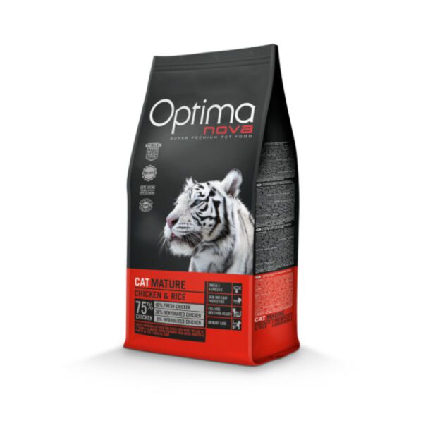 Optimanova Cat Adult Mature Chicken & Rice 8 kg - karma dla kotów dojrzałych i seniorów