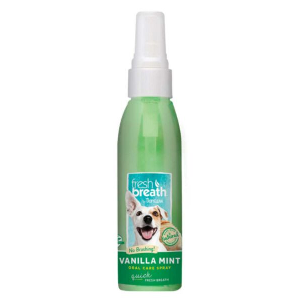 Tropiclean Fresh Breath Oral Care Spray Vanilla Mint 118ml - preparat dla psów odświeżający oddech o smaku waniliowo miętowym