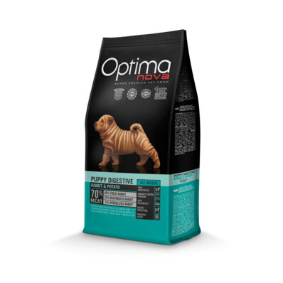 Optimanova Puppy Digestive Rabbit & Potato 2 kg - karma bezglutenowa lekkostrawna dla szczeniąt 1