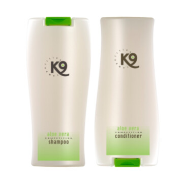 K9 Aloe Vera zestaw kosmetyków z aloesem do wrażliwej skóry szampon + odżywka, 2x300 ml