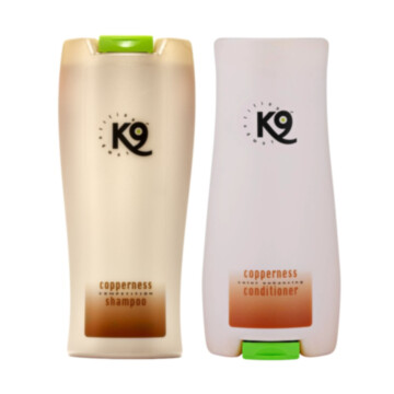 K9 Copperness zestaw kosmetyków do brązowej i rudej sierści szampon + odżywka, 2x300 ml