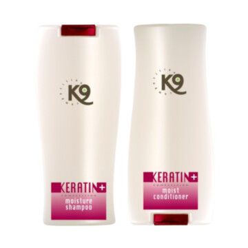K9 Keratin+ zestaw kosmetyków nawilżający z keratyną szampon + odżywka, 2x300 ml
