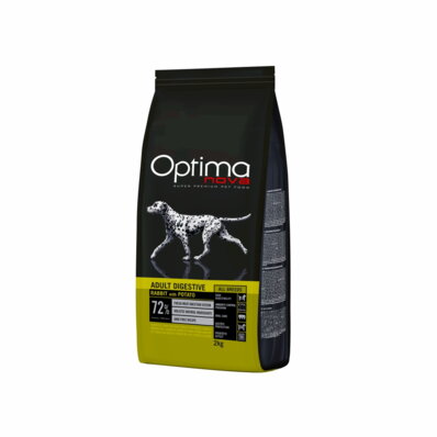Optimanova Adult Digestive Rabbit with Potato 2 kg - karma bezglutenowa lekkostrawna dla dorosłych psów średnich i dużych ras