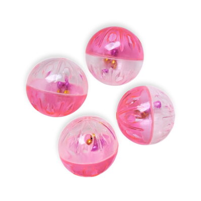 Chadog zabawka dla kota - 4 piłki 4,5 cm z dzwoneczkami różowo-przezroczyste 1