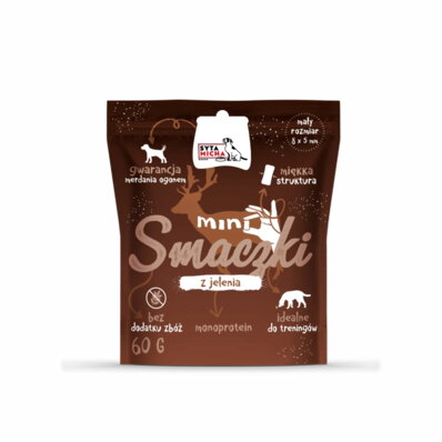 Syta Micha Mini smaczki z jeleniem 60 g - małe, miękkie przysmaki treningowe dla psów 1
