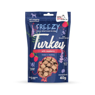 Syta Micha FREEZY Turkey 40 g - liofilizowane przysmaki dla psa Indyk z malinami
