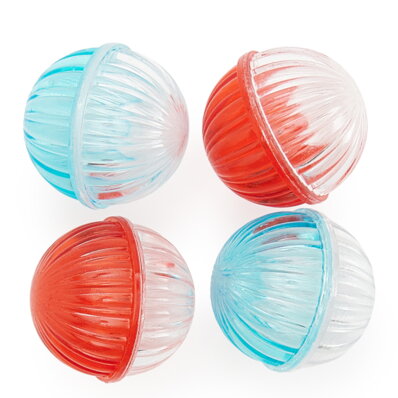 Chadog zabawka dla kota - 4 piłki 3,5 cm z dzwoneczkami niebiesko-przezroczyste i czerwono-przezroczyste 1
