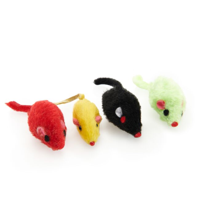 Chadog zabawka dla kota - 4 myszki małe, kolorowe z futerkiem
