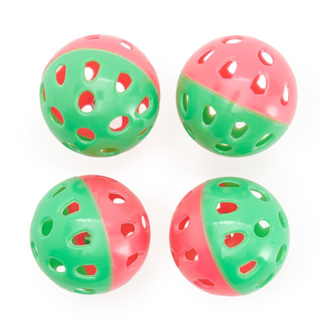 Chadog zabawka dla kota - 4 piłki 4 cm z dzwoneczkami zielono-różowe-119827