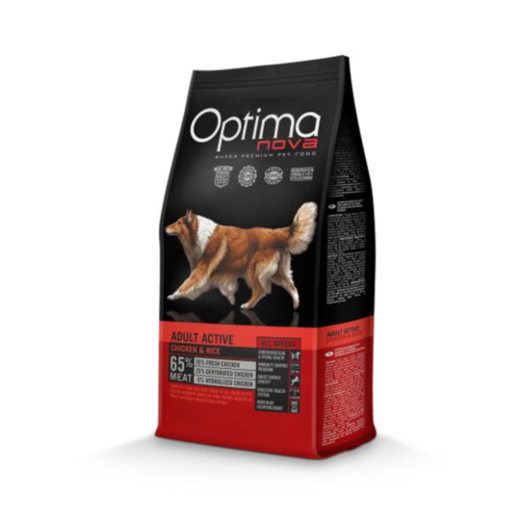 Optimanova Adult Active Chicken & Rice 12 kg - karma dla dorosłych aktywnych psów