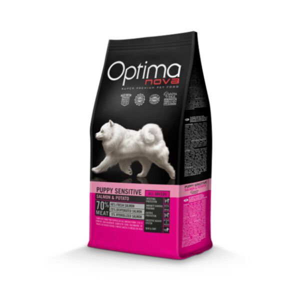 Optimanova Puppy Sensitive Salmon & Potato 12 kg - karma bezglutenowa dla wrażliwych szczeniąt