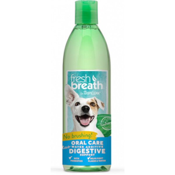 Tropiclean Fresh Breath Water Additive Digestive Support 473ml - naturalny dodatek do wody z probiotykiem, do higieny jamy ustnej u psów i kotów